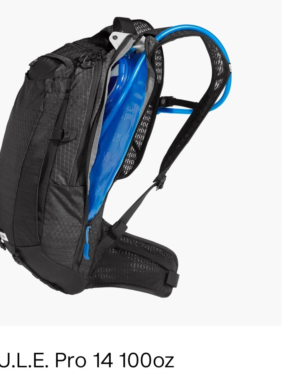 Camelbak Black Backpack with Blue Hydration Tube